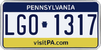 PA license plate LGO1317