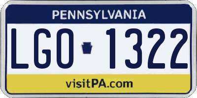 PA license plate LGO1322