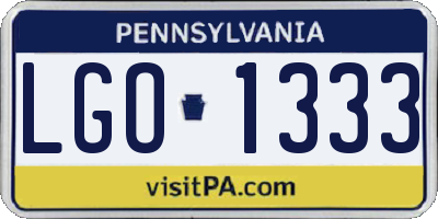 PA license plate LGO1333