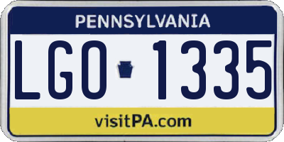 PA license plate LGO1335