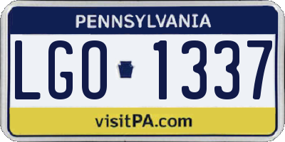 PA license plate LGO1337