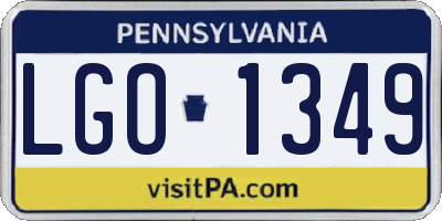 PA license plate LGO1349