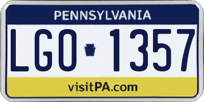 PA license plate LGO1357