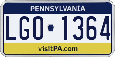 PA license plate LGO1364