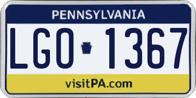 PA license plate LGO1367