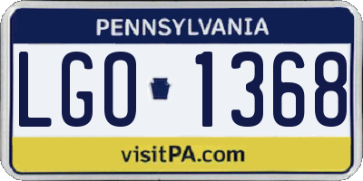 PA license plate LGO1368