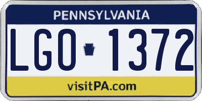 PA license plate LGO1372
