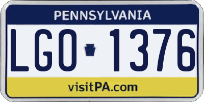 PA license plate LGO1376