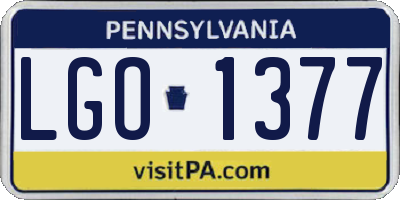 PA license plate LGO1377