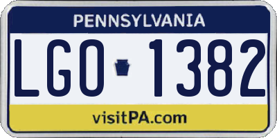 PA license plate LGO1382