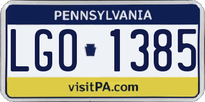 PA license plate LGO1385