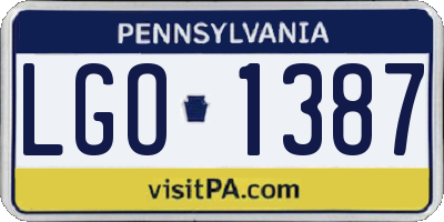 PA license plate LGO1387