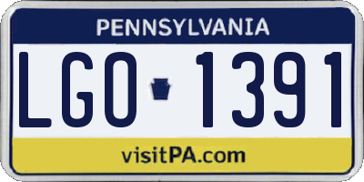 PA license plate LGO1391