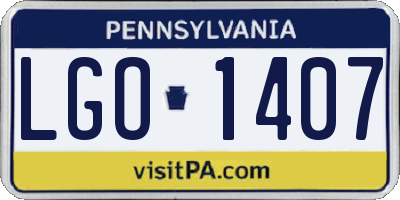 PA license plate LGO1407