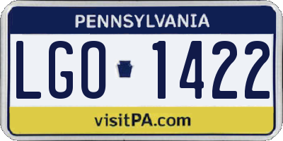 PA license plate LGO1422