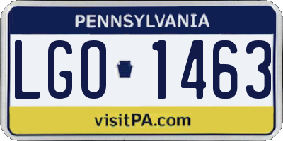 PA license plate LGO1463