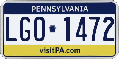 PA license plate LGO1472