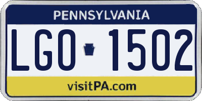 PA license plate LGO1502