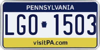 PA license plate LGO1503