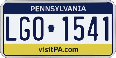 PA license plate LGO1541