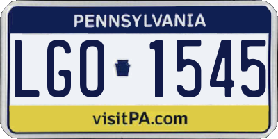 PA license plate LGO1545