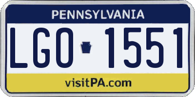 PA license plate LGO1551