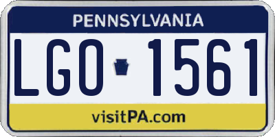 PA license plate LGO1561