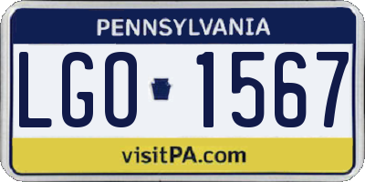 PA license plate LGO1567