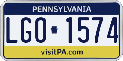 PA license plate LGO1574