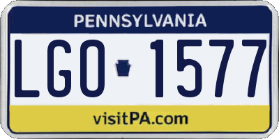 PA license plate LGO1577