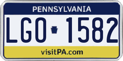 PA license plate LGO1582