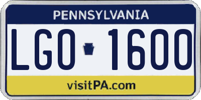 PA license plate LGO1600