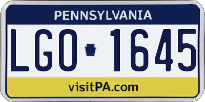 PA license plate LGO1645