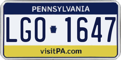 PA license plate LGO1647