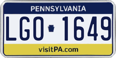 PA license plate LGO1649