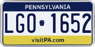 PA license plate LGO1652