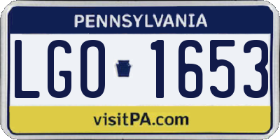 PA license plate LGO1653