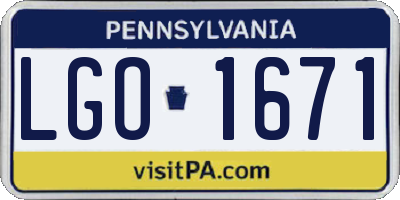 PA license plate LGO1671