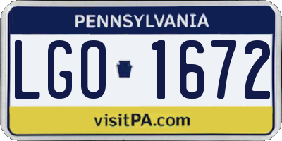 PA license plate LGO1672