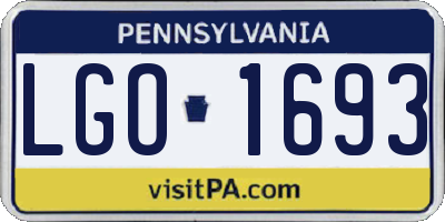 PA license plate LGO1693