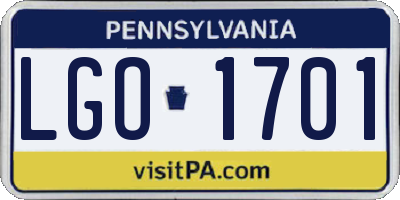 PA license plate LGO1701