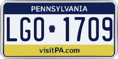 PA license plate LGO1709