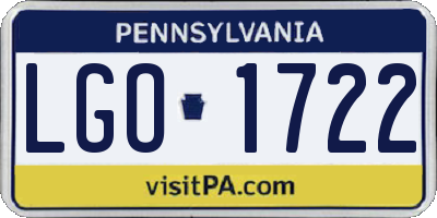 PA license plate LGO1722