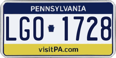 PA license plate LGO1728