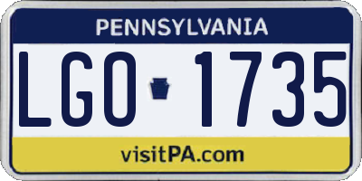 PA license plate LGO1735