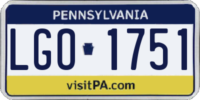 PA license plate LGO1751
