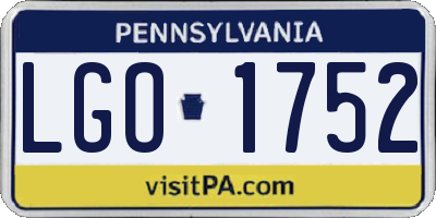 PA license plate LGO1752