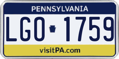 PA license plate LGO1759