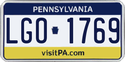 PA license plate LGO1769