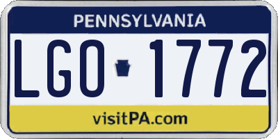 PA license plate LGO1772